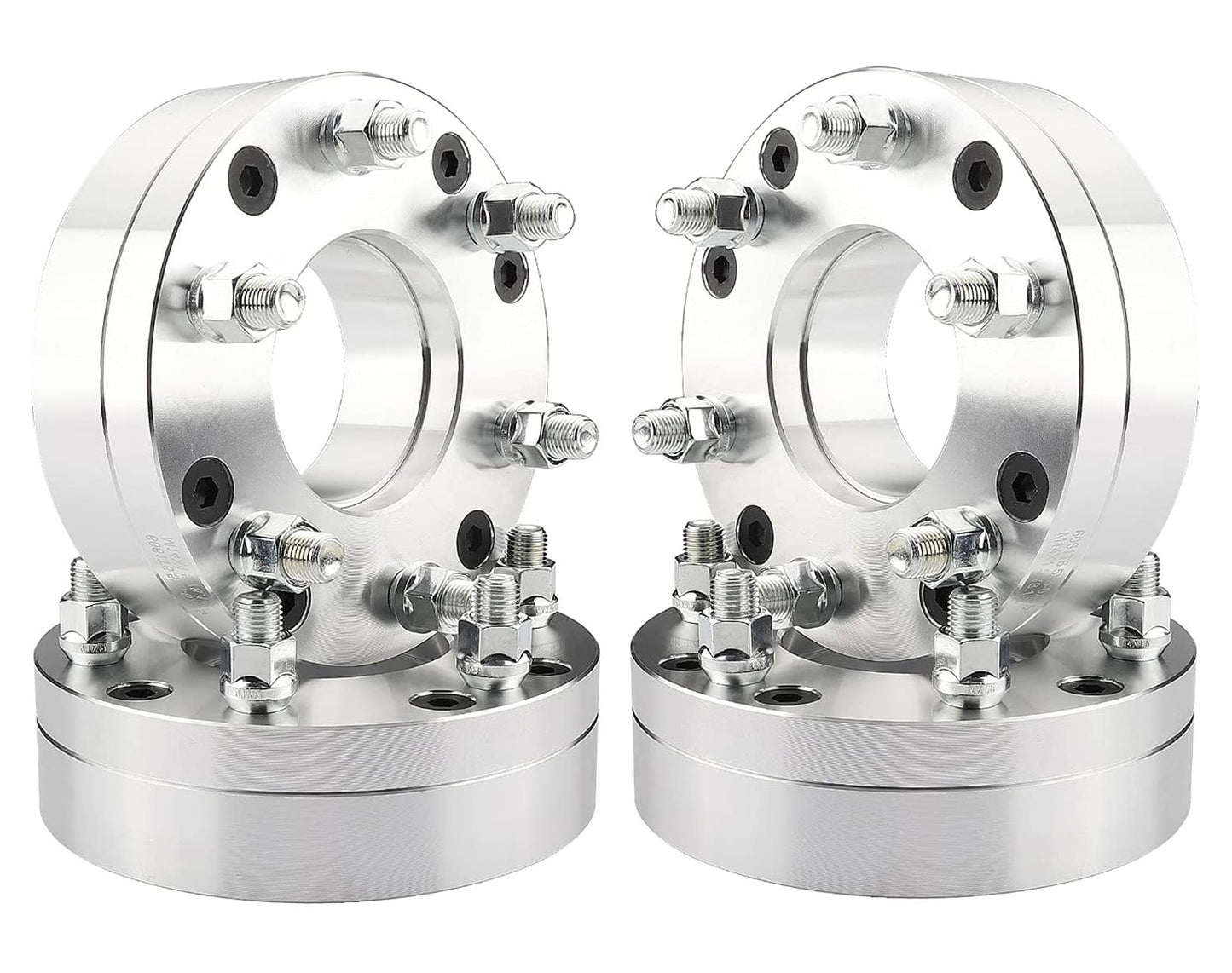 5x5.5 to 6x5.5 Wheel Adapters - Converts 5 Lug 5x5.5 to 6 Lug 6x5.5 - 2" Thick 1/2-20 Studs 87mm Center Bore