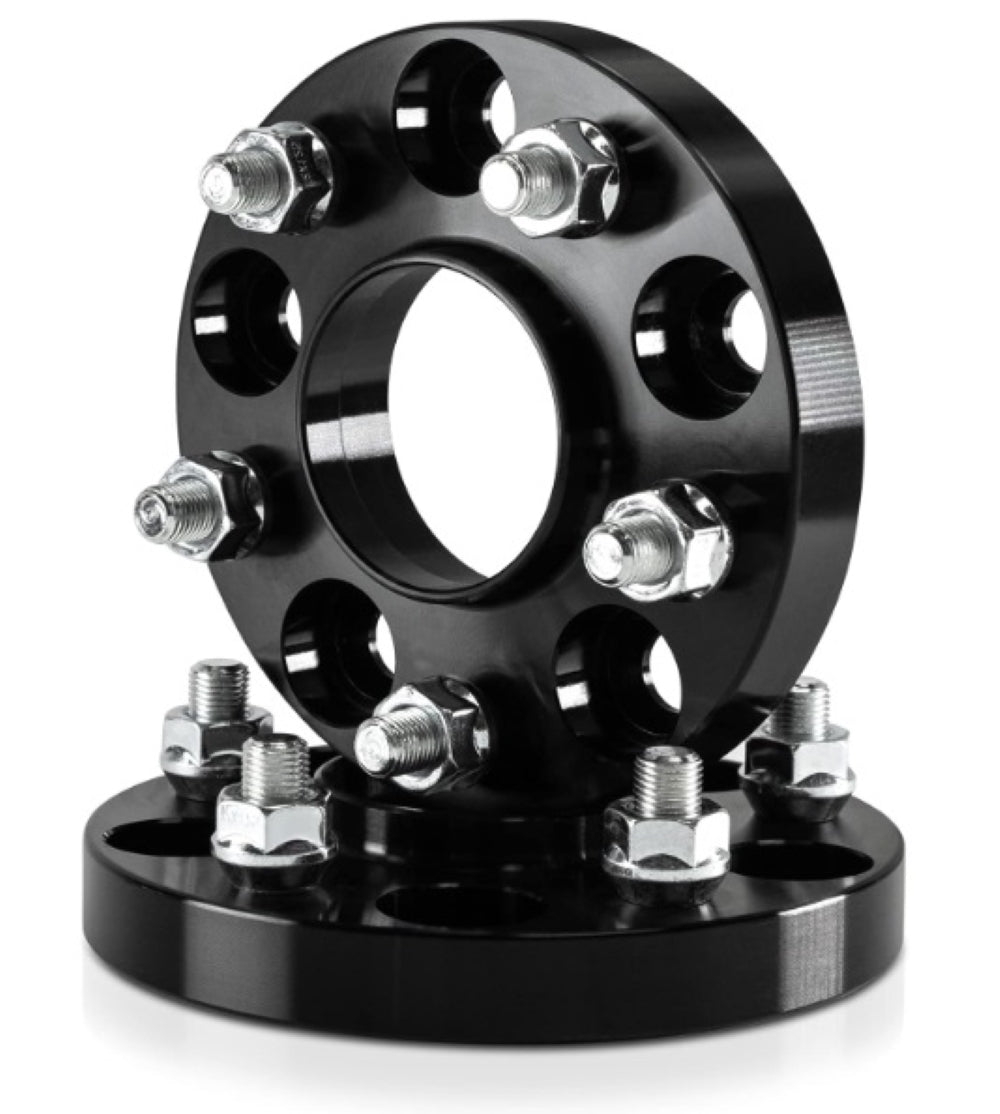Espaciadores de rueda centrados en buje negro de 5x4,5, pernos de 1/2"-20 para vehículos Jeep y Dodge (5x114,3)