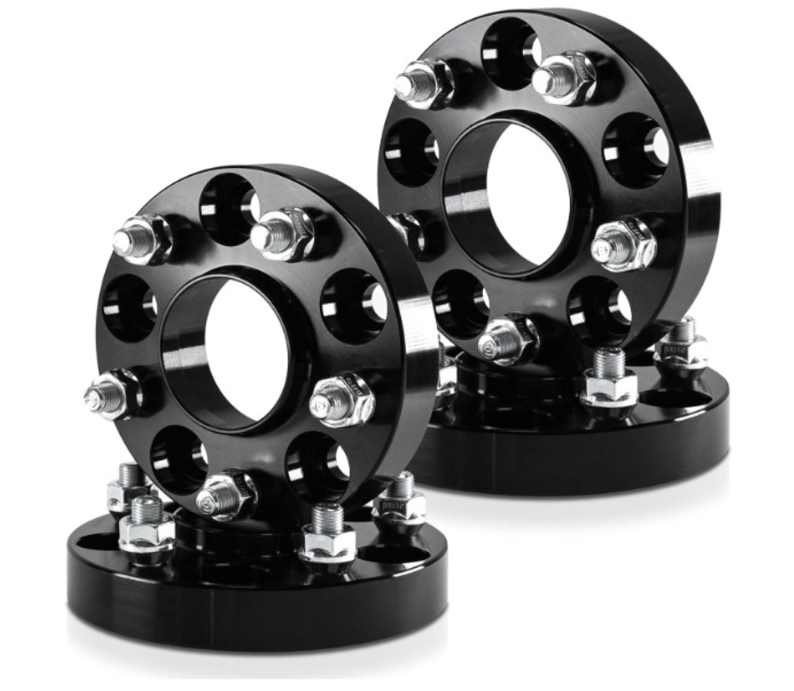 Espaciadores de rueda centrados en buje negro de 5x4,5, pernos de 1/2"-20 para vehículos Jeep y Dodge (5x114,3)