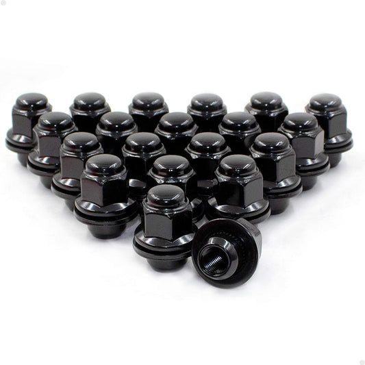 20 tuercas de llanta Infiniti OEM negras estilo Factory Mag 12x1.25 | Para G35 G37 M35 Q50 Q60 FX