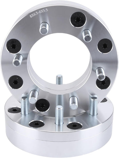 8x6.5 To 6x5.5 Wheel Adapter Spacers | 2 Inch Thick 14x1.5 Studs Use Chevy GMC Wheels On 8 Lug 2500 3500 Trucks