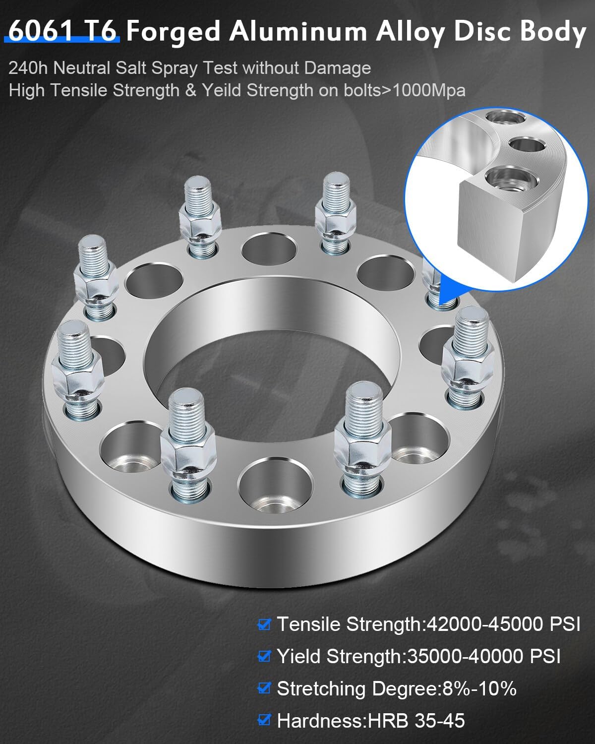 4 adaptateurs de roue 8X170 à 8X6,5 1,5 pouces ou 38MM | Ford F-250 F-350 Superduty Excursion à Chevy, Dodge 14x1.5