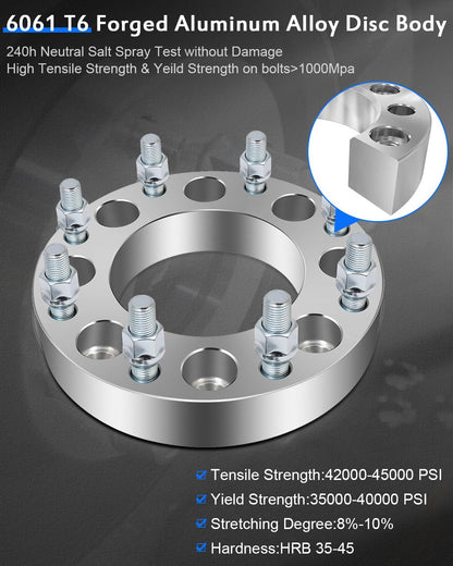 4 adaptateurs de roue 8X170 à 8X6,5 1,5 pouces ou 38MM | Ford F-250 F-350 Superduty Excursion à Chevy, Dodge 14x1.5