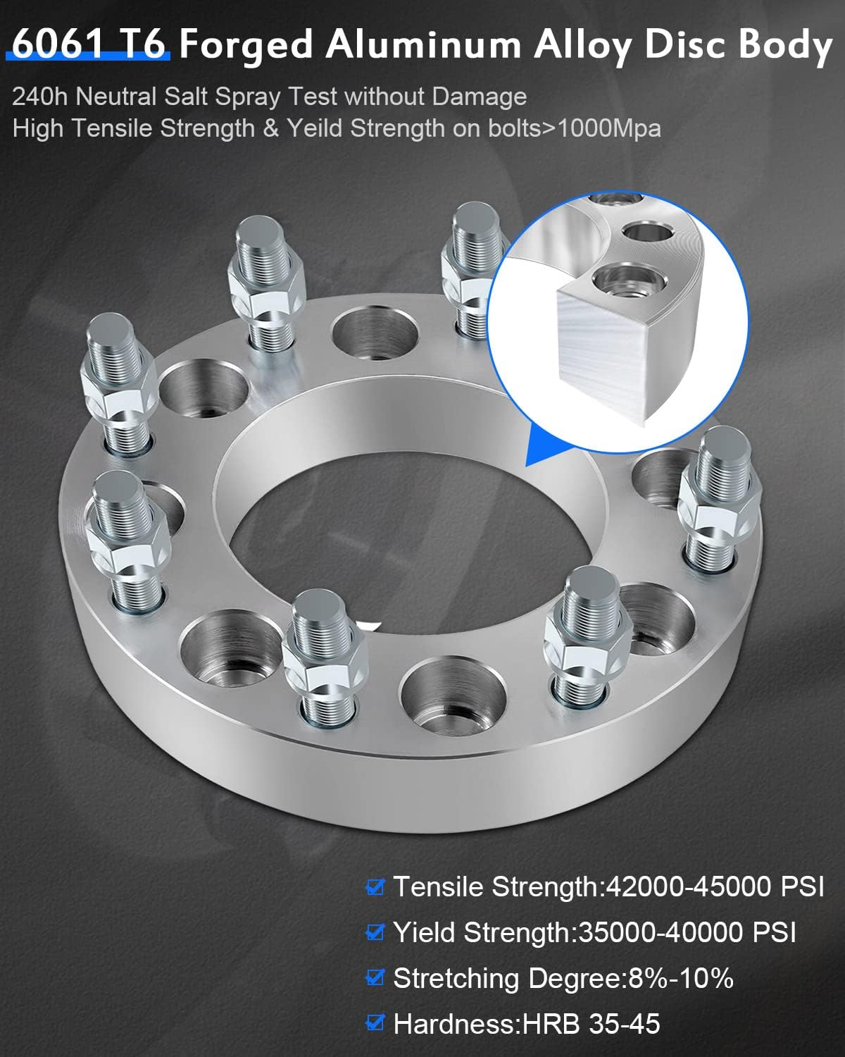 Entretoises d'adaptateurs de roue 8X6,5 à 8X180 | Goujons 14X1,5 de 1,5 pouce ou 38 mm d'épaisseur | 8X165.1 à 8X180 permet les jantes de roues Chevy GMC plus récentes sur les anciens camions Chevy GMC 8 Lug