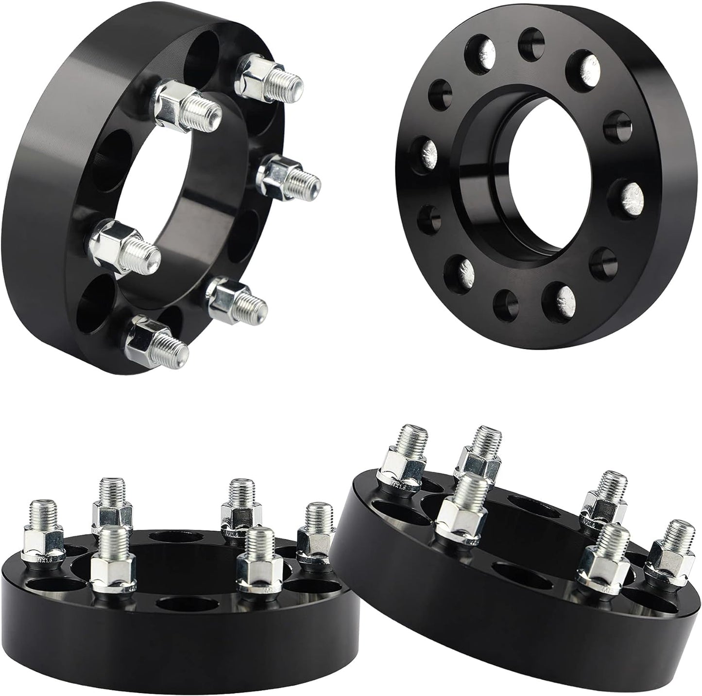 4 6X5.5 To 6X135 Hub Centric Wheel Adapters 1.25 Inch Thick |  14X1.5 Studs Converts Chevy GMC Trucks to Ford Wheels