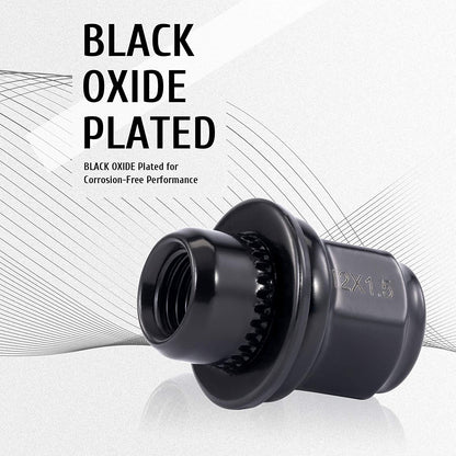 24 tuercas de llanta estilo Mag de fábrica OEM de Nissan, color negro, 12 x 1,25 | Para Armada frontera Pathfinder Titan Xterra