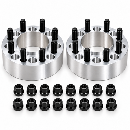 Adaptadores espaciadores de rueda Chevy GMC de 4 pulgadas de grosor, 8 lengüetas, 8 x 6,5 | Se adapta a la mayoría de Silverado Sierra 2500 3500 HD (8X165.1) 14X1.5 100mm de 8 lengüetas