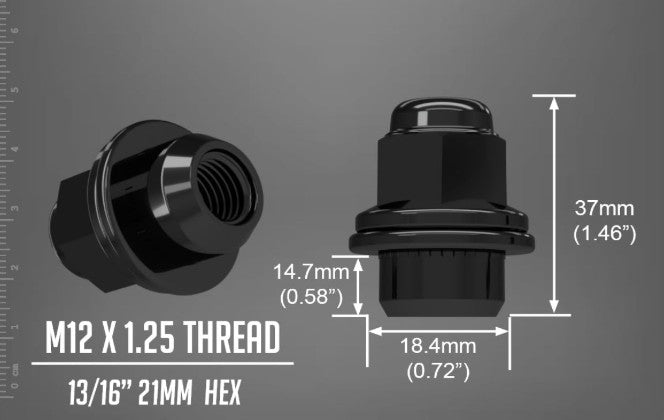 24 tuercas de llanta estilo Mag de fábrica OEM de Nissan, color negro, 12 x 1,25 | Para Armada frontera Pathfinder Titan Xterra
