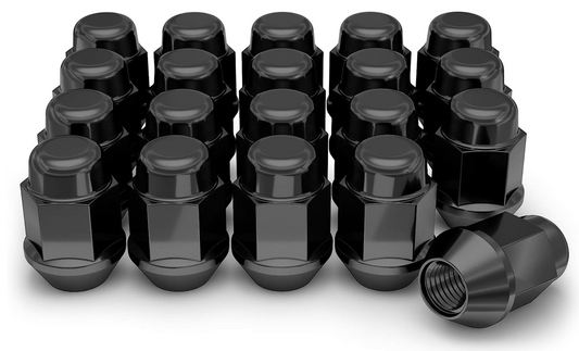 20 BLACK 14X1.5 LUG NUTS | ACORN BULGE SEAT | 1.38" INCH 35MM TALL LUGS