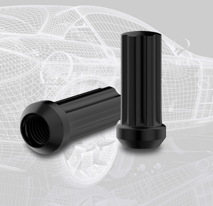 20 BLACK SPLINE LUG NUTS 14X1.5 FOR CHEVY CAMARO SS, Z28, ZL1, 1LE 2009 AND NEWER 1.9 INCH TALL AGGRESSIVE STYLE!