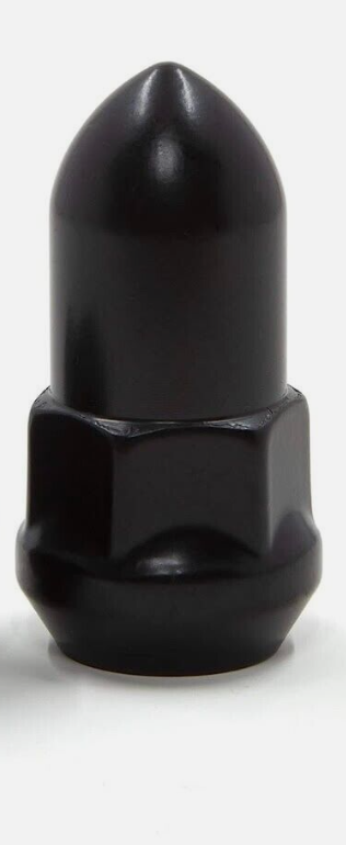 Set of Black Bullet Bulge Acorn Lug Nuts Conical 3/4 Hex 1/2-20 | 1/2x20