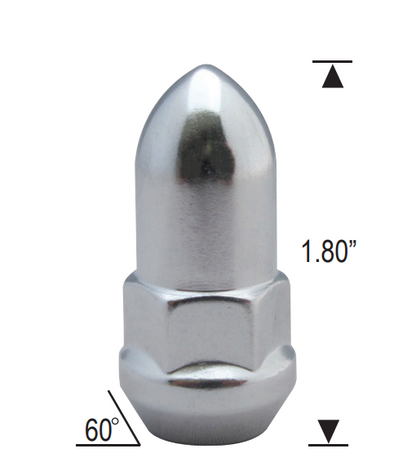 Tuercas de bellota Bullet Bulge 1/2-20 cromadas hexagonales de 3/4"