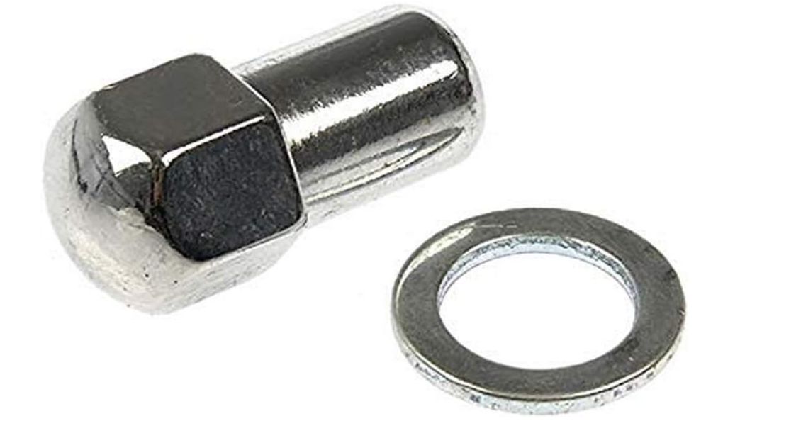 Duplex Mag Lug Nuts 14x1.5 Chrome 1.0" Shank 0.75" Diameter 7/8" Hex with Washers