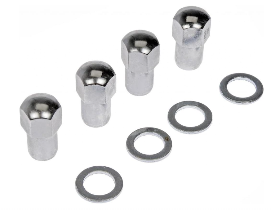 Duplex Mag Lug Nuts 14x1.5 Chrome 1.0" Shank 0.75" Diameter 7/8" Hex with Washers