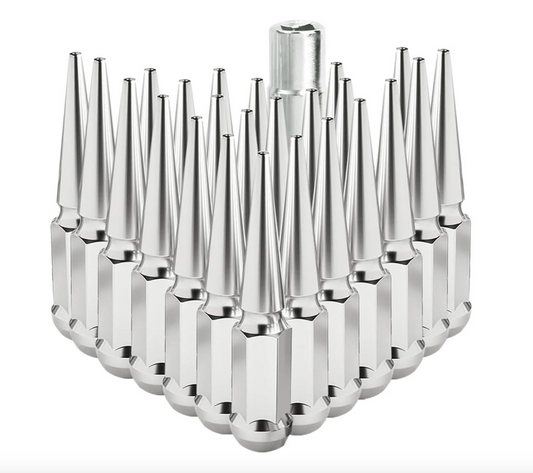 24 ÉCROUS DE CROIX DE CAMION ÉTENDUS À POINTES CHROMÉES | 14X2.0 FORD NAVIGATEUR F-150 EXPÉDITION