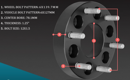 Adaptateurs de roue 6x5 à 6x5.5 pour Chevy Trailblazer Envoy SSR Bravada 1.25 pouces centré sur le moyeu également connu sous le nom de 6x127 à 6x139.7