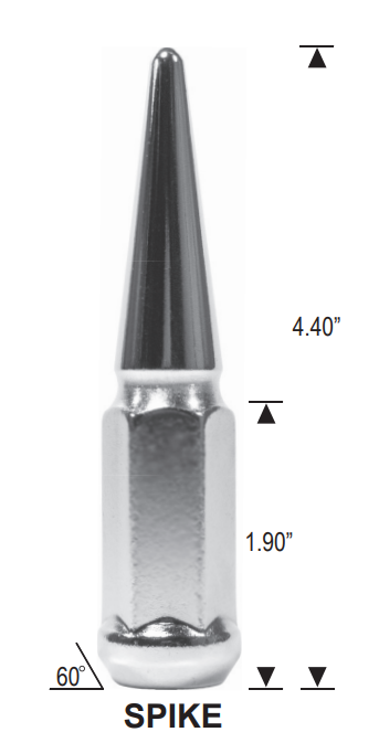 Écrous de roue à gland bombé Bullet 1/2-20 chromés hexagonaux 3/4"