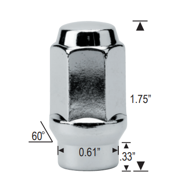 Tall ET Style Bulge Acorn Lug Nuts 14x1.5  1.75" Inch Tall 3/4" Hex