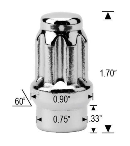 Spline ET Écrou de roue bombé à extrémité ouverte 12 x 1,25 Noir