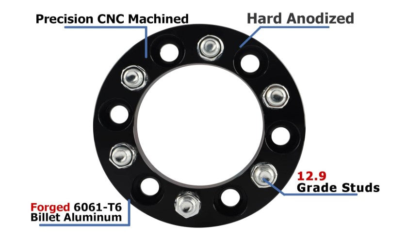 4 ADAPTATEURS D'ENTRETOISES DE ROUES TOYOTA 6X5.5 À 6X135 | 1,25" POUCES S'ADAPTE À TOUS LES 6 COSSES | FORGÉ