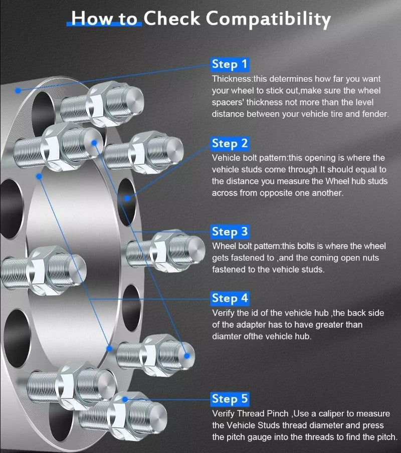 4 adaptateurs de roue 8X170 à 8X6,5 1,5 pouces ou 38MM | Ford F-250 F-350 Superduty Excursion à Chevy, Dodge 14x1.5