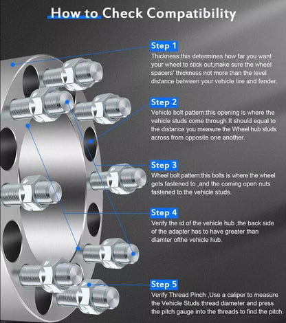 4 adaptateurs de roue 8X170 à 8X6,5 1,5 pouces ou 38MM | Ford F-250 F-350 Superduty Excursion à Chevy, Dodge 14x1.5