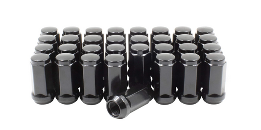 Tuerca de bellota Bulge 14x1,5 negra, parte superior plana hexagonal de 3/4", 1,75" de alto 