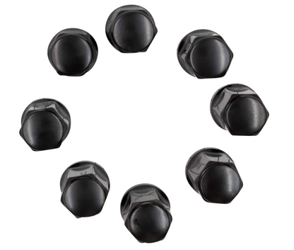 Durable Heat Treated Salt Spray Tested Bulge Acorn Lug Nuts 14x2 Black Color 3/4" Hex Flat Top Durable Finish Black Chrome Plating Resists Chipping, Scratching, and Fading