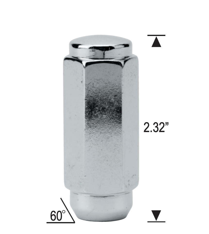 24 Lug Nuts Duplex Acorn 9/16-18 Chrome 7/8" Hex 2.3" Tall