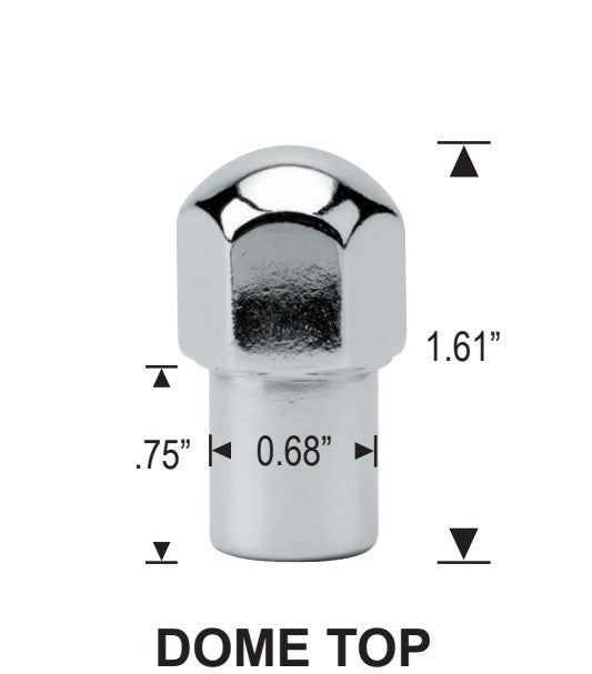 Standard Mag Lug Nuts 1/2-20 Dome Top .75" Shank, With Zinc Washer