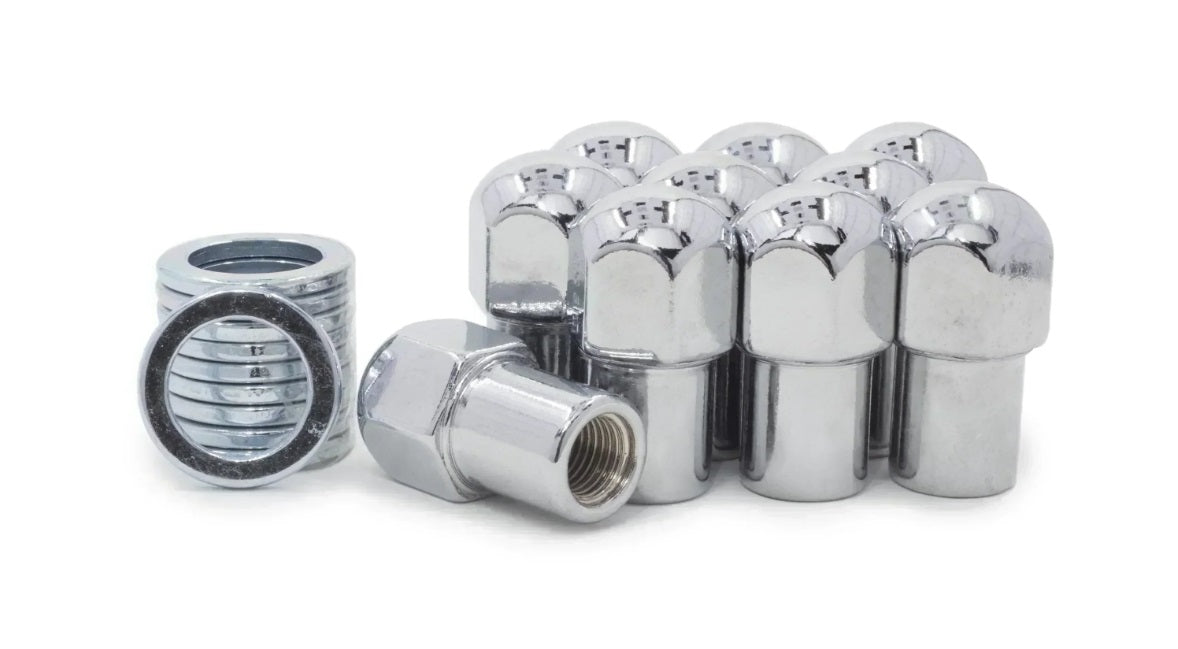 Standard Mag Lug Nuts 1/2-20 Dome Top .75" Shank, With Zinc Washer