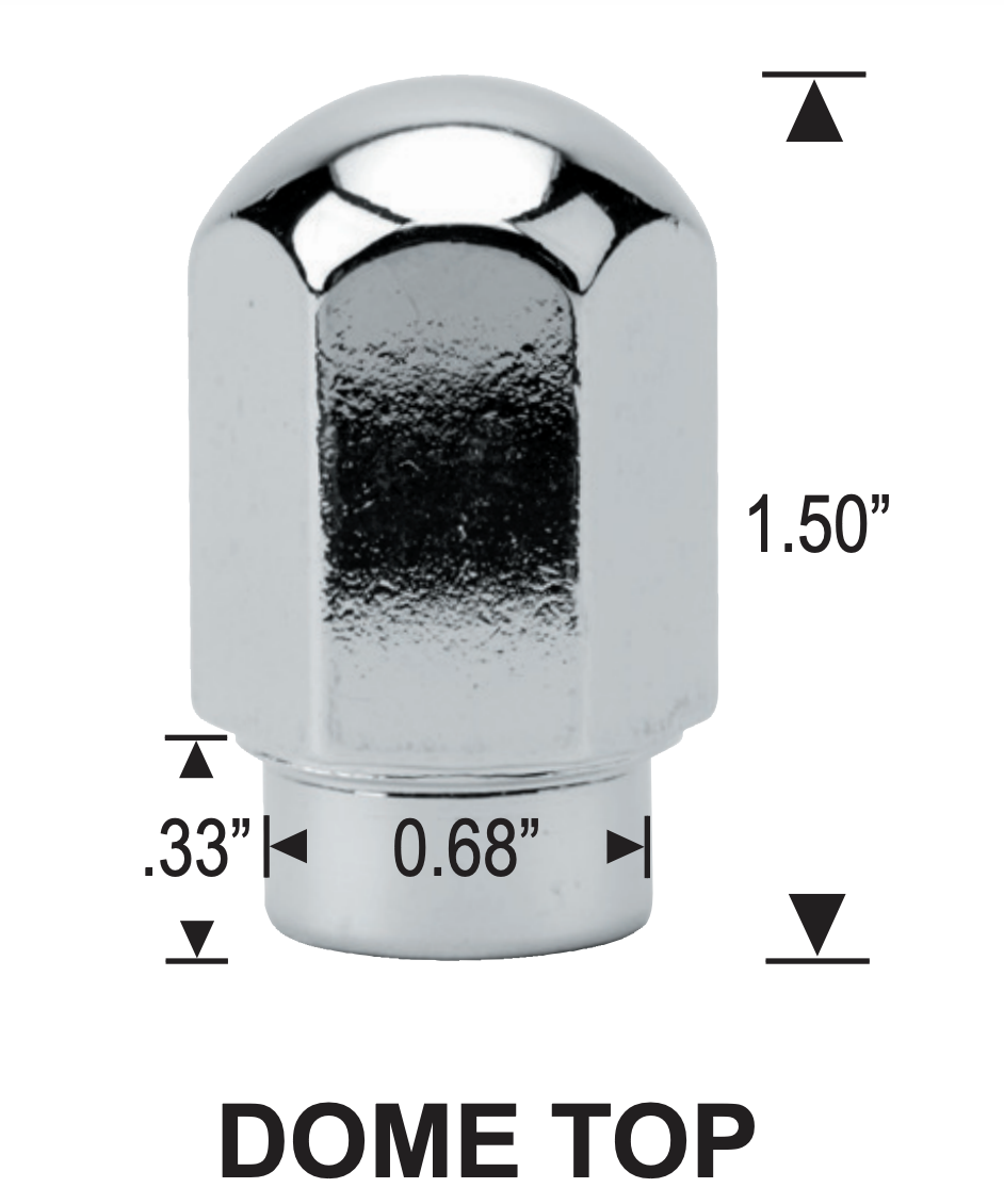 Chrome Mag Lug Nuts 7/16-20 Dome Top .33" Short Shank