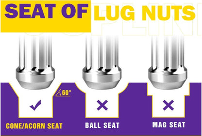 24 TUERCAS EXTENDIDAS CON PUNTAS DE ACERO CROMADO 14x1.5 PARA SILVERADO SIERRA SUBURBAN 