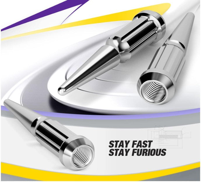 24 TUERCAS EXTENDIDAS CON PUNTAS DE ACERO CROMADO 14x1.5 PARA SILVERADO SIERRA SUBURBAN 