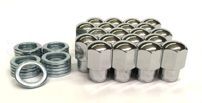 Chrome Mag Lug Nuts 1/2-20 Round Top .55" Medium Shank Washers Included