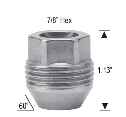 Écrous de roue à double filetage de style usine GM, extrémité ouverte hexagonale de 22 mm, 9/16-18