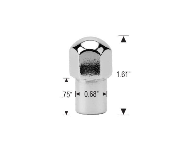 Tuercas magnéticas estándar 1/2-20 con parte superior abovedada, vástago de 0,75", arandela de zinc