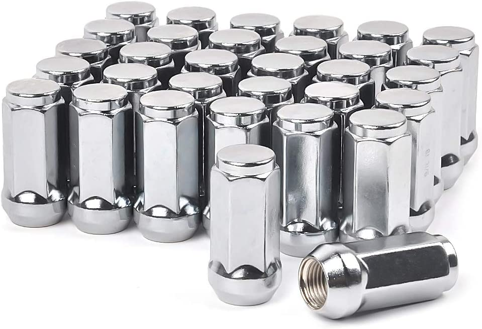 32 Chrome Spline Lug Nuts 8X6.5 | 9/16 Thread | Dodge Ram Ford F-250 Chevy 2Keys