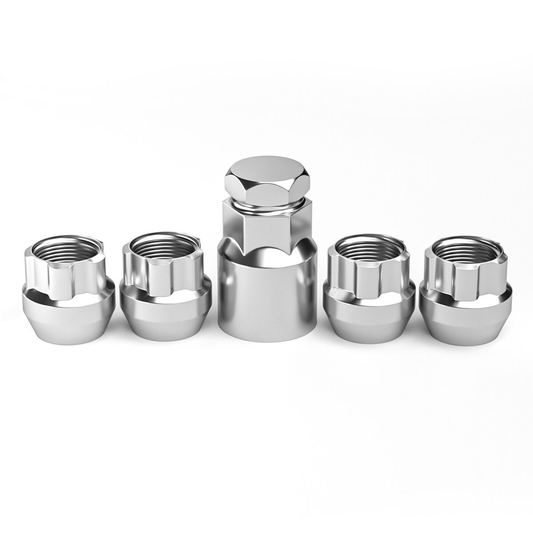 LOCKING LUG NUTS WHEEL LOCKS | CHROME BULGE ACORN | 1/2-20 | CLOSED END FOR JEEP