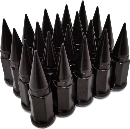 20 BLACK STEEL EXTENDED SPIKE LUG NUTS + KEY | 12X1.25 SUBARU STI BRZ FR-S WRX