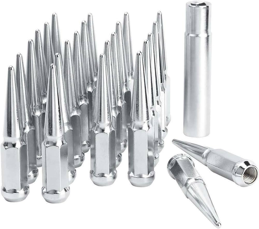 24 CHROME STEEL SPIKE EXTENDED LUG NUTS 12x1.5 FOR SILVERADO SIERRA SUBURBAN