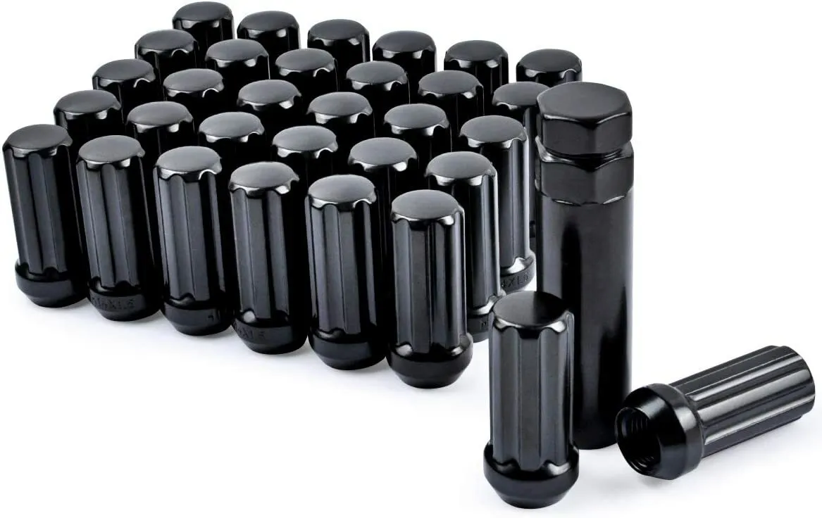 7 Spline Lug Nuts 1/2x20 For Ford Dodge Jeep RAM Black or Chrome Lugs ...
