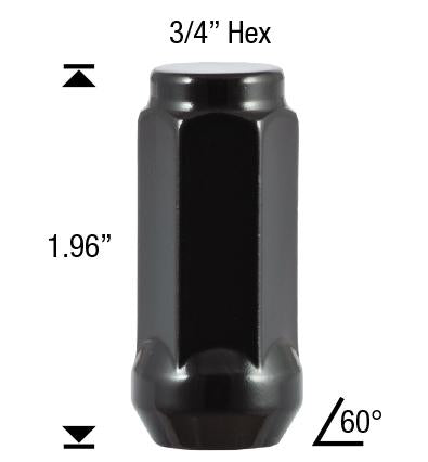 Black Tall Bulge Lug Nut 14x1.5 1pc