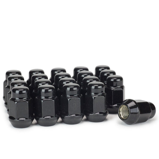 20 Bulge Acorn Lug Nut 12x1.5 Black 3/4" Hex