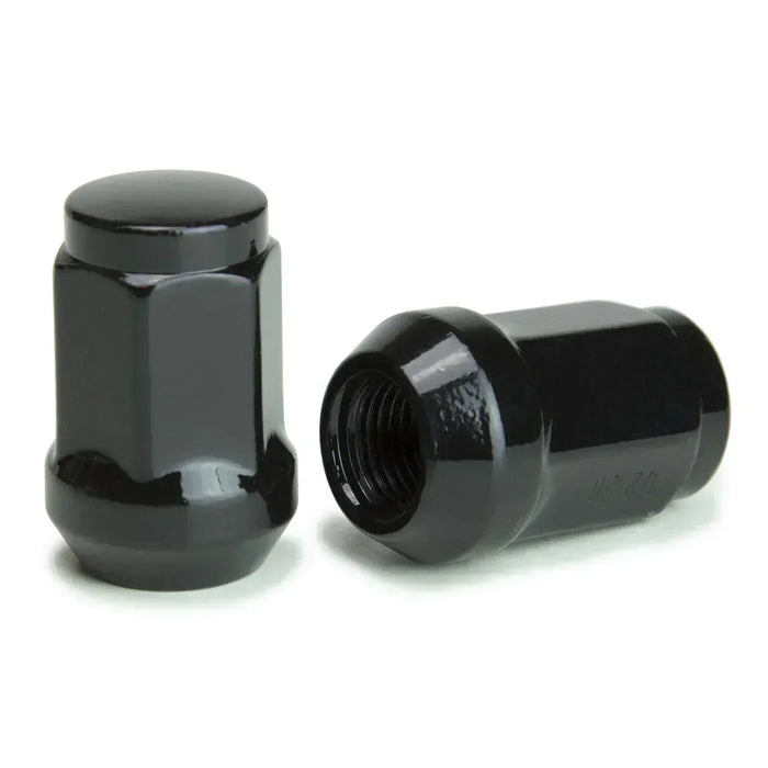 20 Bulge Acorn Lug Nuts 14x1.5 Black 3/4" Hex Flat Top