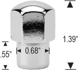 Chrome Mag Lug Nuts 1/2-20 Round Top .55" Medium Shank