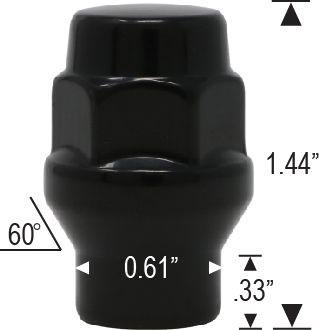 ET Style Bulge Acorn Lug Nuts 1/2-20 Black - Set of 24