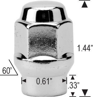 Tuercas de bellota estilo ET Bulge 7/16-20 cromadas hexagonales de 3/4"