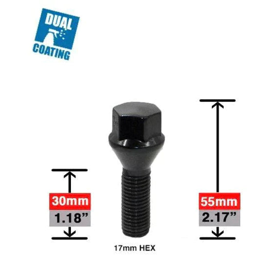 Lug Bolts 14x1.5 Black Conical Stud Bolt 30mm Shank