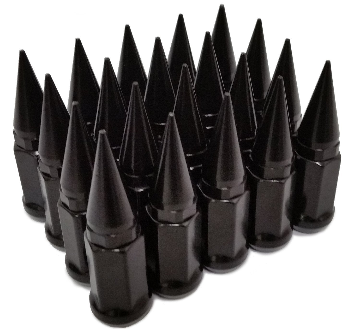 20 BLACK/BLACK SPIKED EXTENDED 50MM LUG NUTS FOR WHEEL 12X1.5 - Wheel Adapters USA - 2